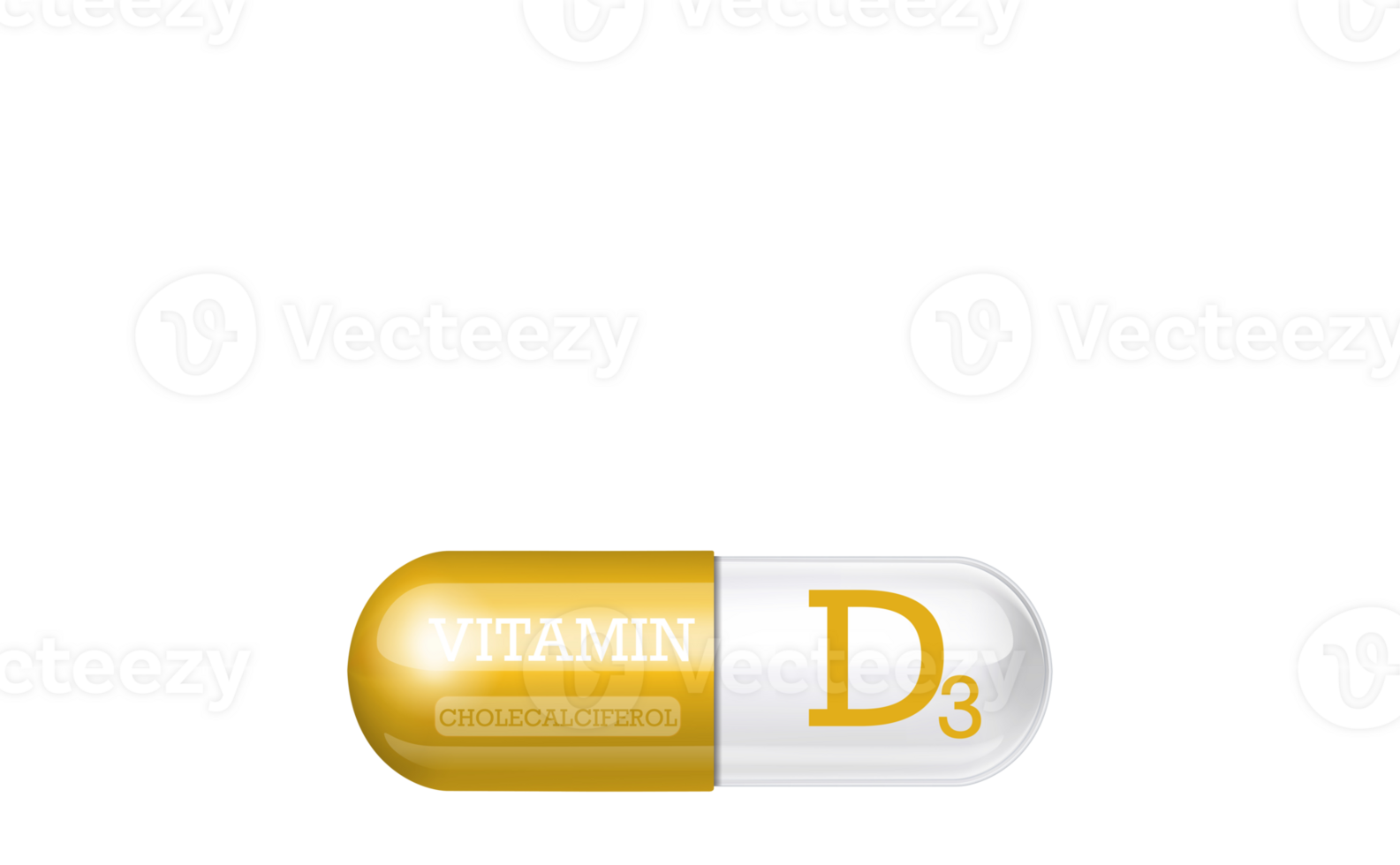 Vitamin D3, Cholecalciferol. Capsule tablet on transparent background. Copy space. png