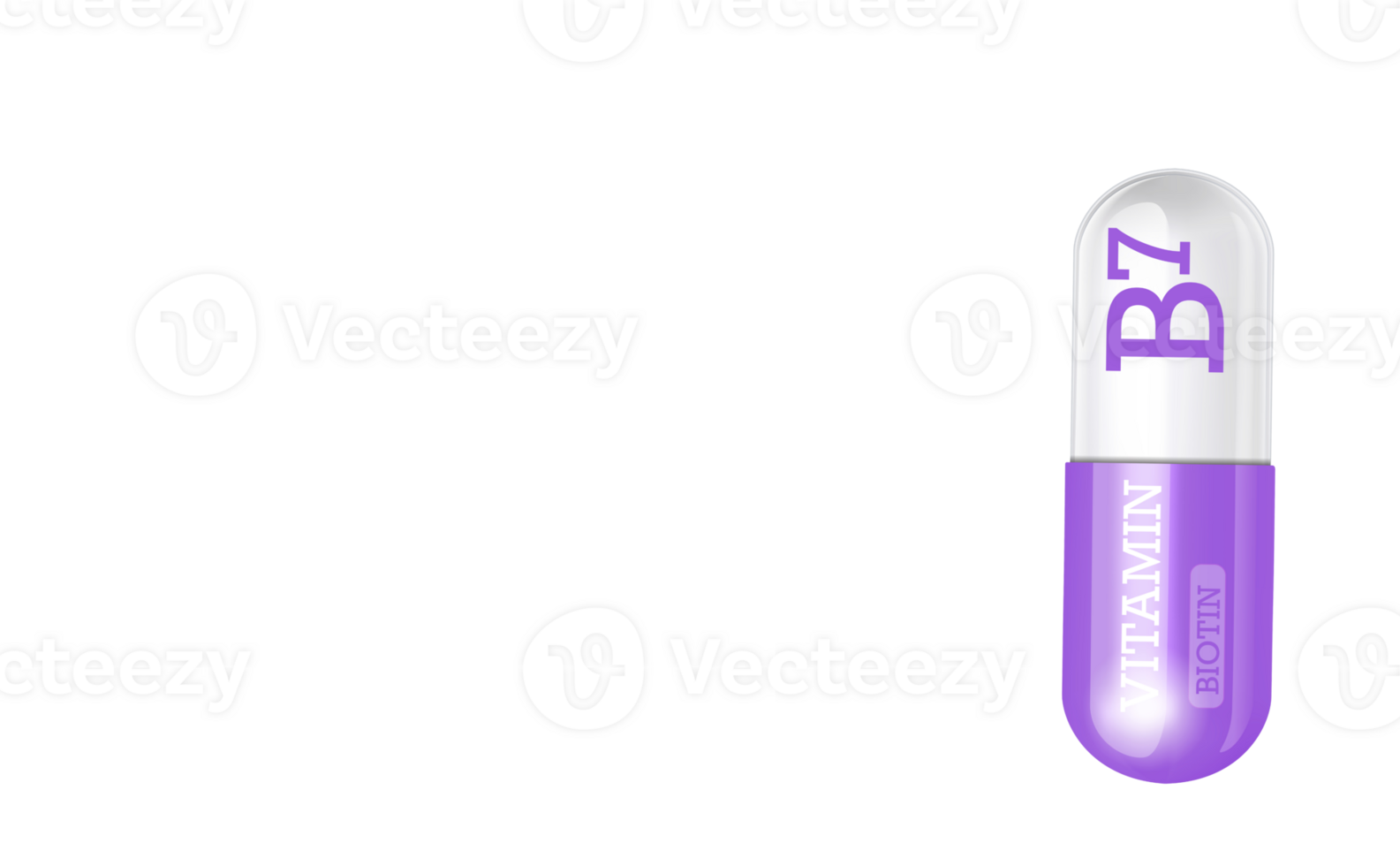 Vitamin B7, Biotin. Capsule tablet on transparent background. Copy space. png