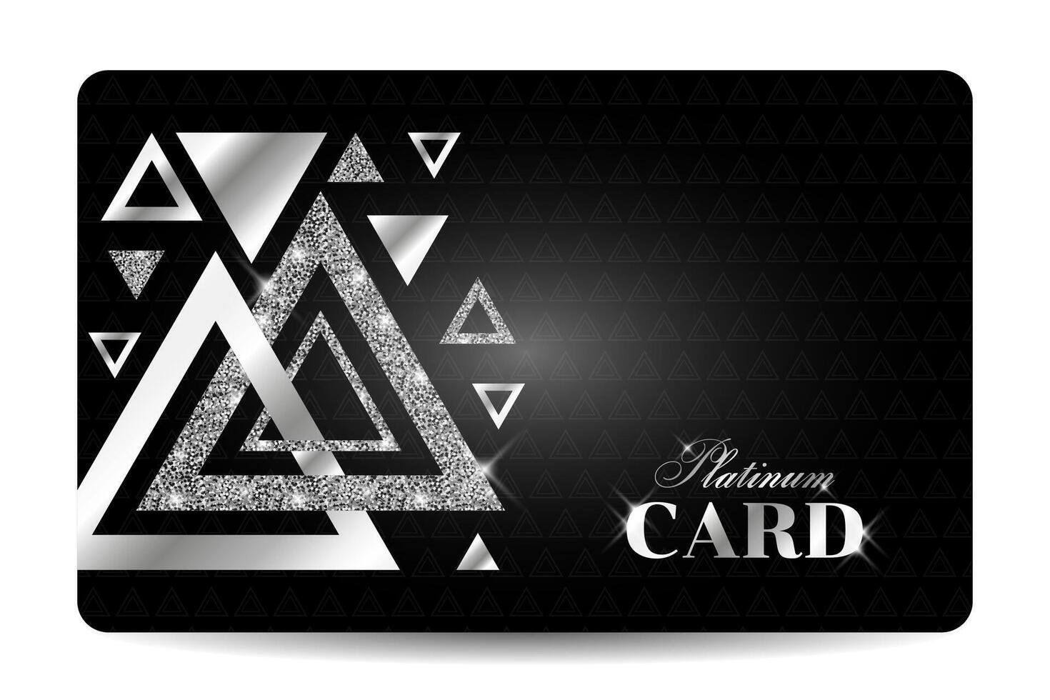 Platinum, silver card with glitter effect and triangular elements vector