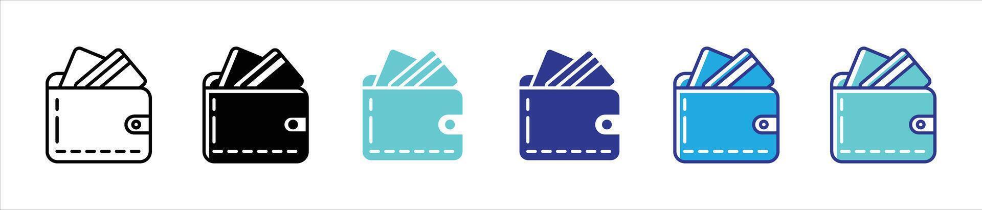 wallet icon set. wallet outline stroke with different color style icon sign symbol for app and web vector
