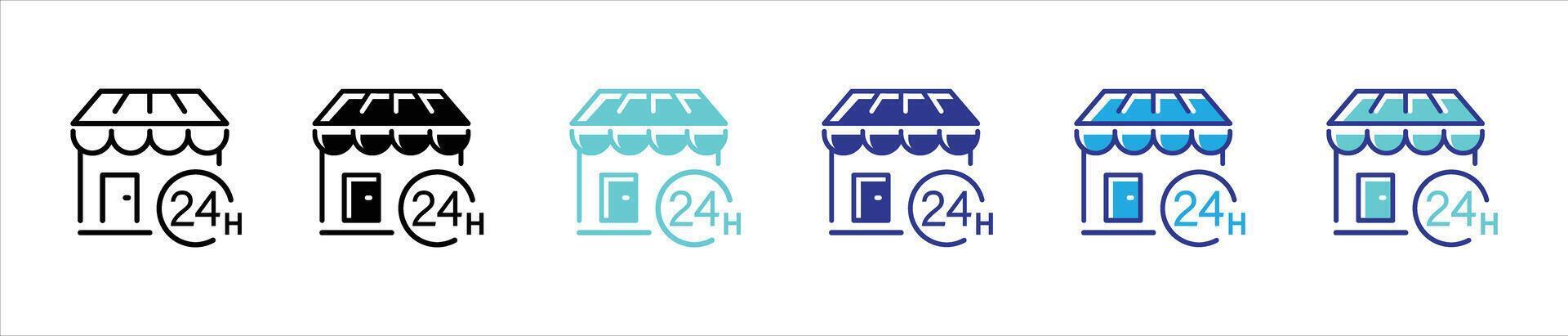 store icon set. marketplace, online store, store open 24H symbol sign icon vector