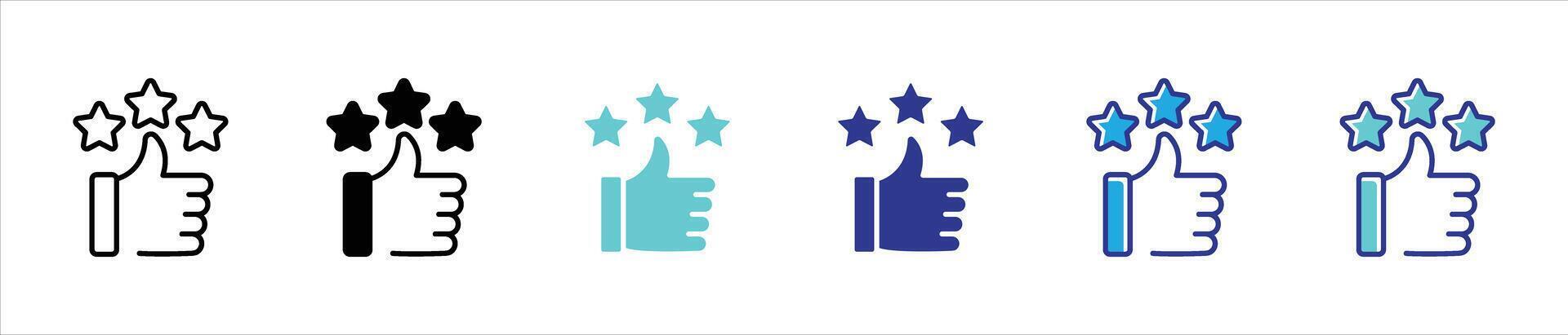 thumbs up rating with three star icon set. customer feedback icon vector