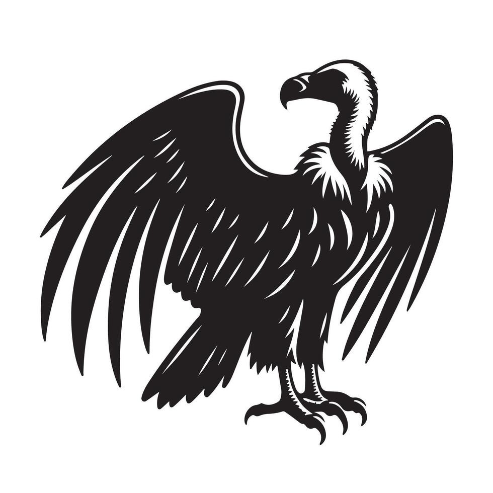 A silhouette of a vulture on a white background vector