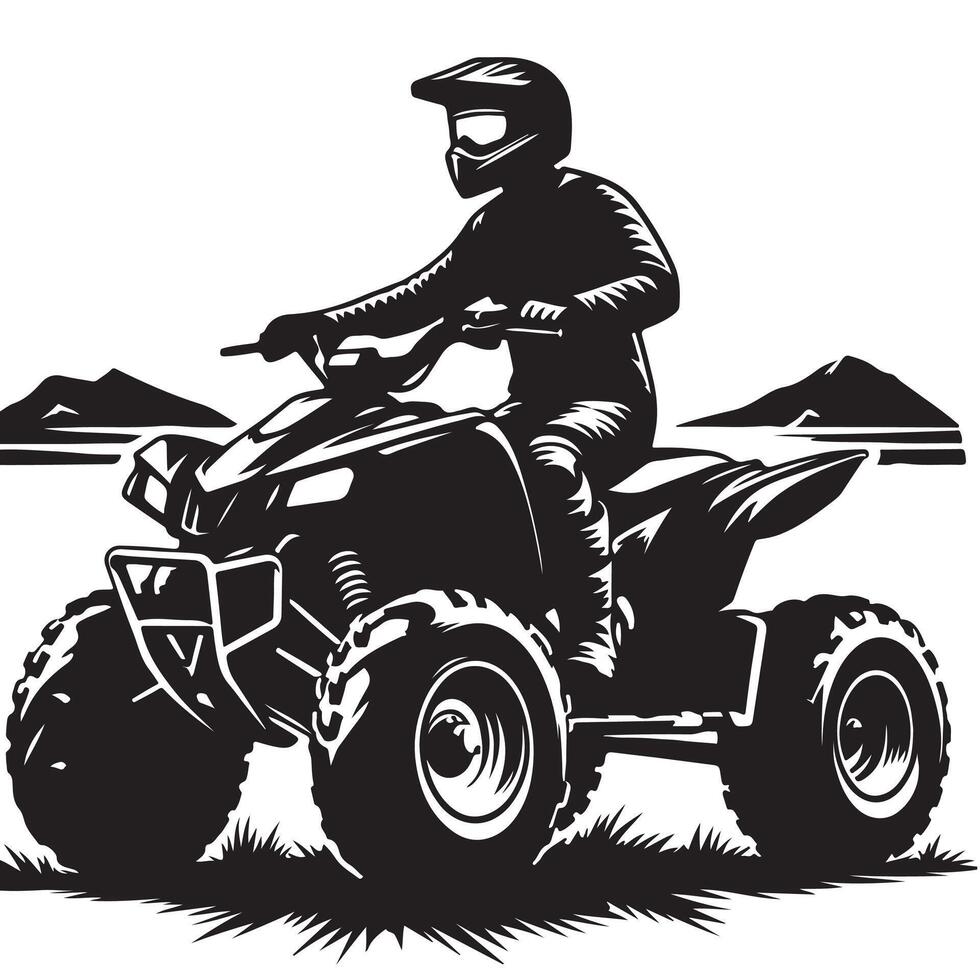 silhouette of an ATV rider illustration vector