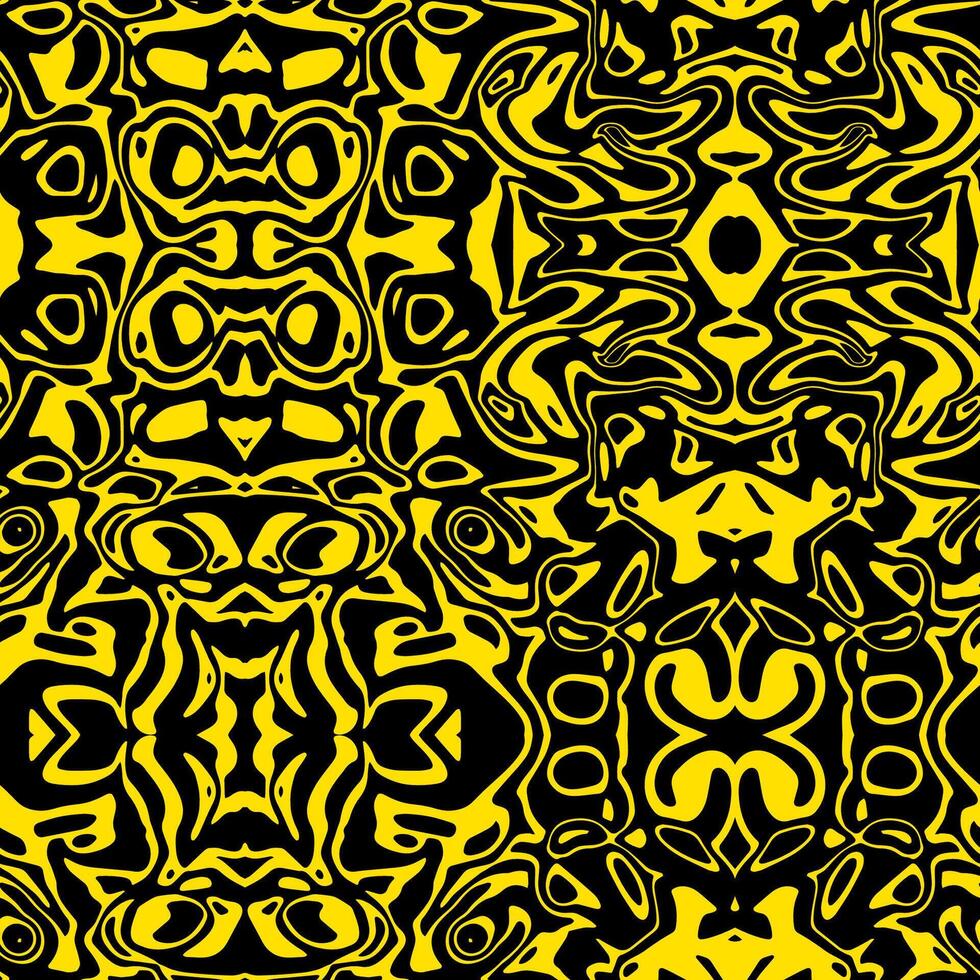 seamless pattern abstract unique liquid yellow black psychedelic vector