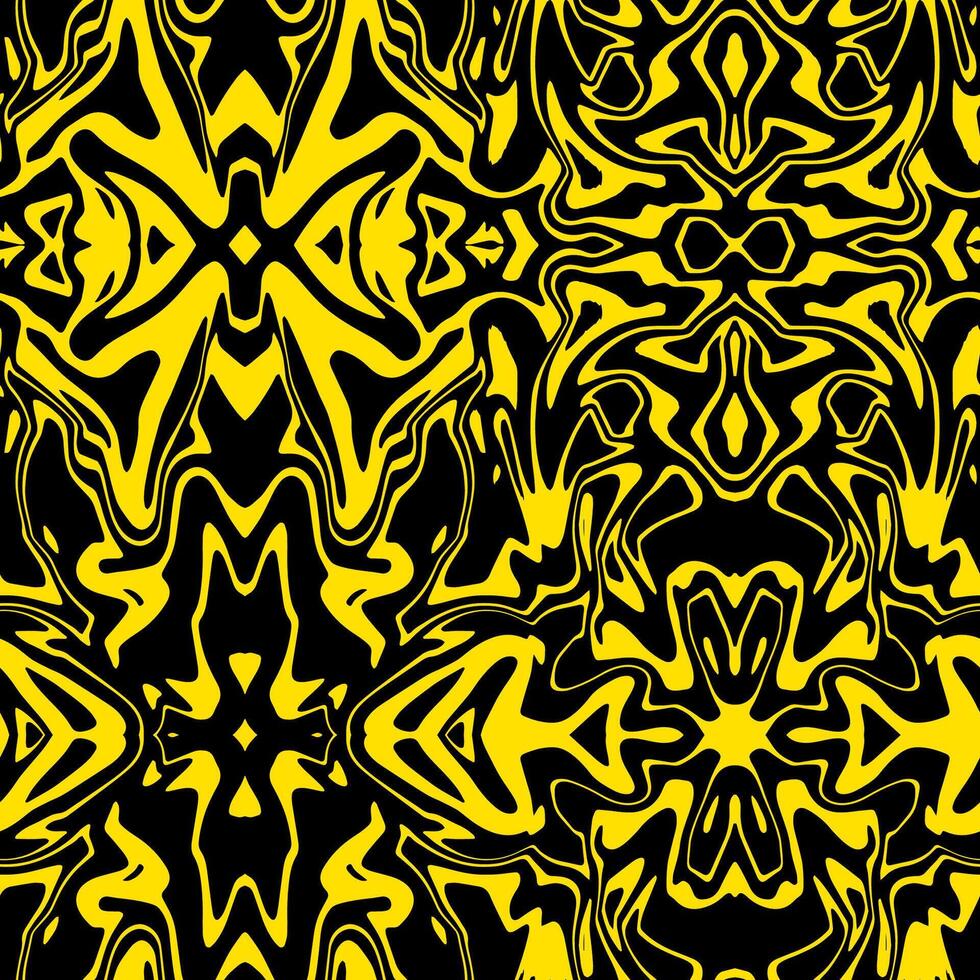 seamless pattern abstract yellow black unique liquid psychedelic vector