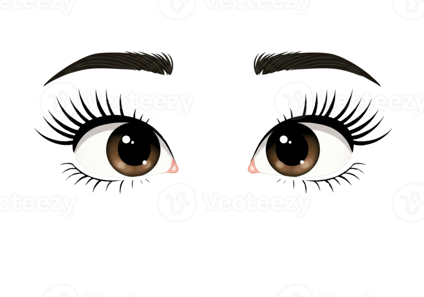 Looking Eyes Close Up with Long Eyelashes on Transparent Background png