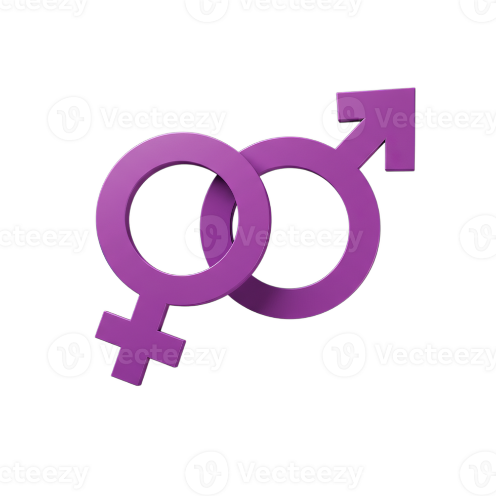 Interlocked Gender Symbols in Purple on Transparent Background png