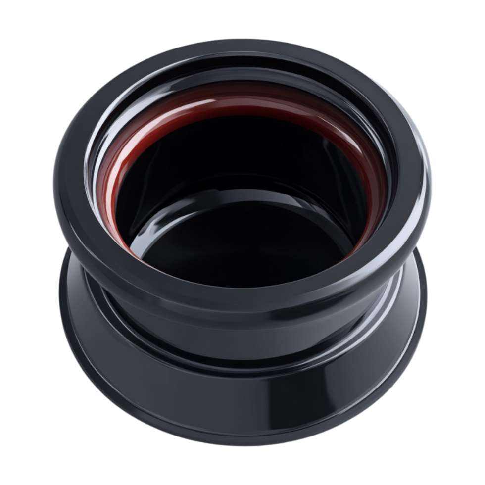 A black and red plastic plug with a red ring png