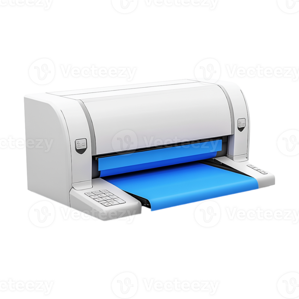 A printer with blue paper on top of it png
