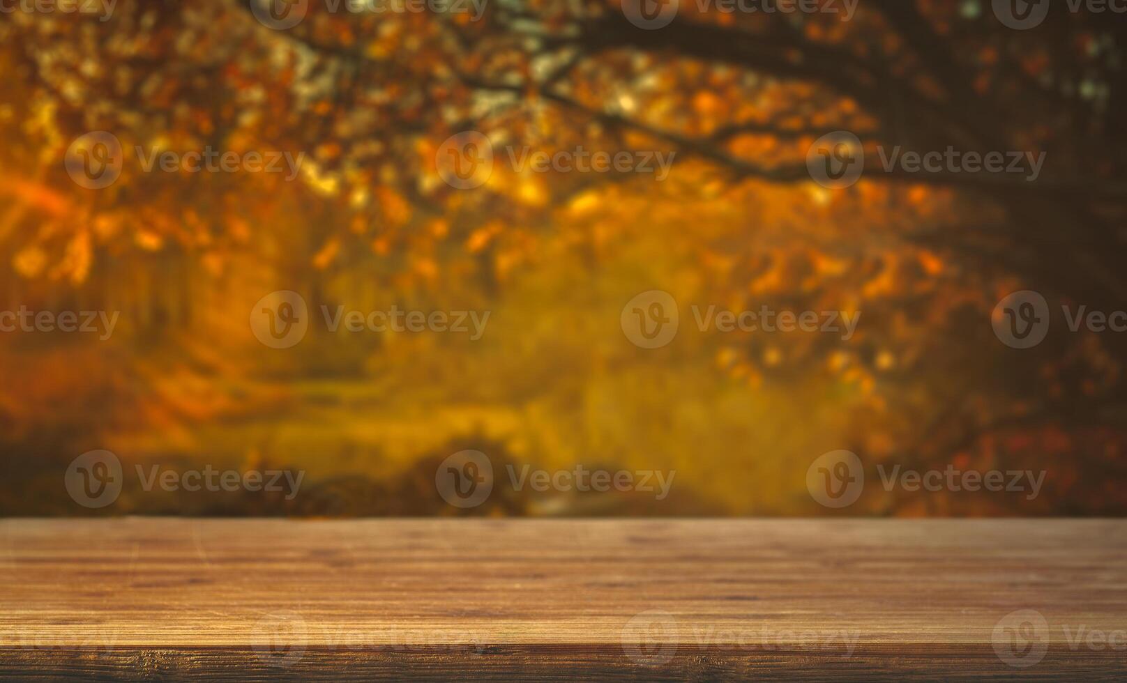 Table top on autumn background photo