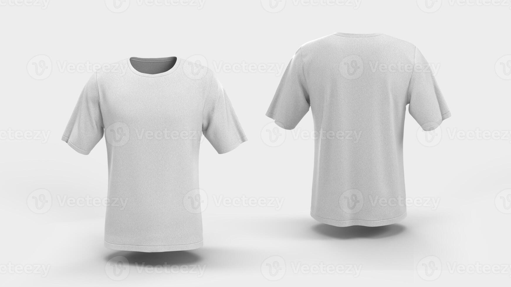 white t-shirt front and back view floating in the scenery photo