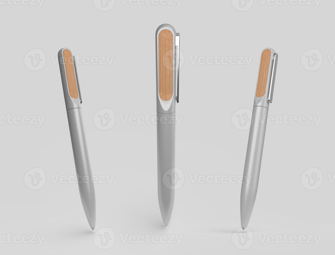 three metal and wood stylus mockup photo