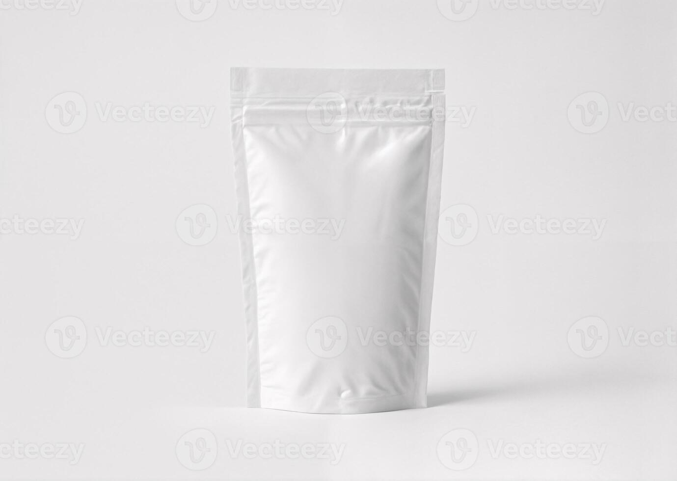 Stand-up pouch white in white scenery photo
