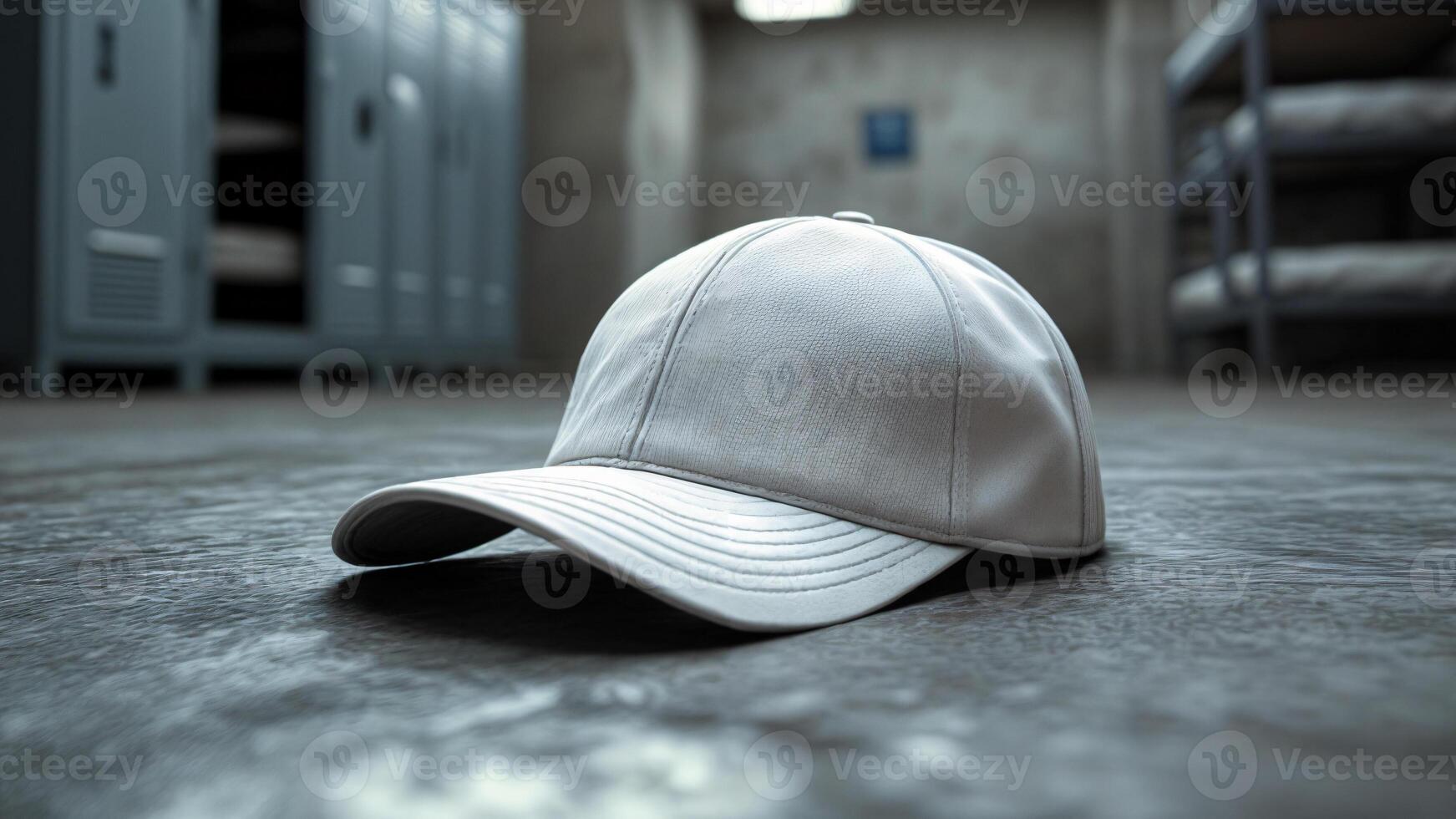 white cap on locker room floor photo
