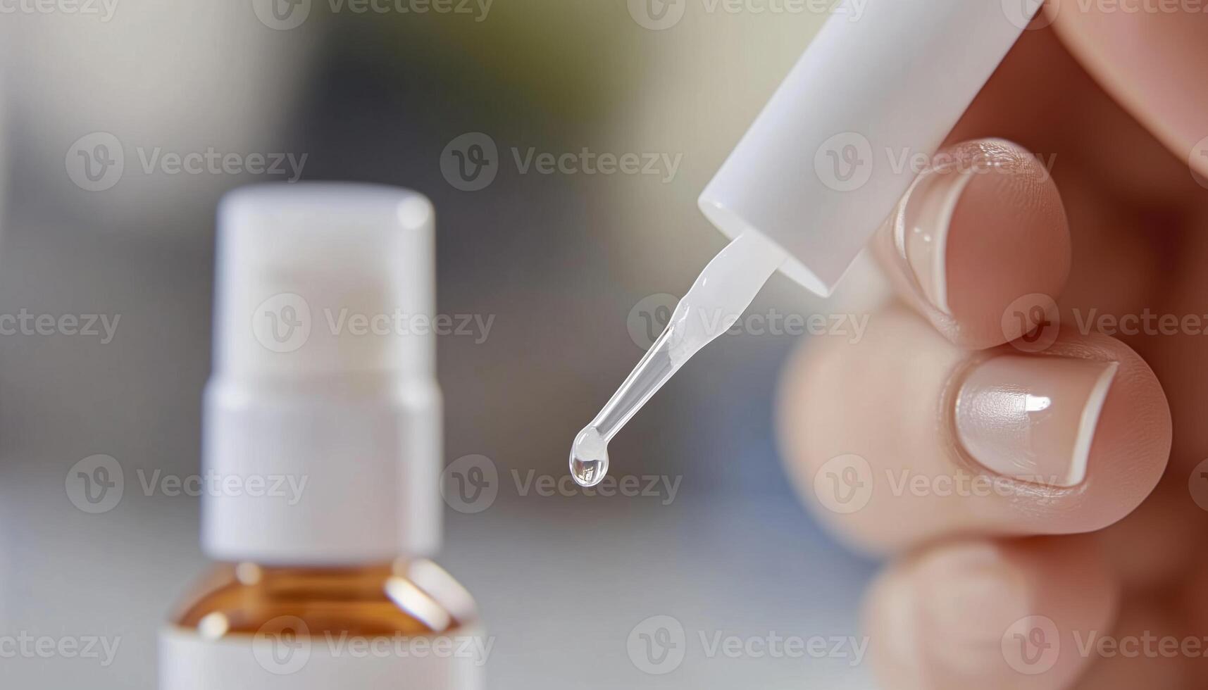 Master Precisely Applies A Single Drop Of Adhesive During Eyelash Extensions Procedure. The Expert'S Meticulous Technique Ensures Perfect Results photo