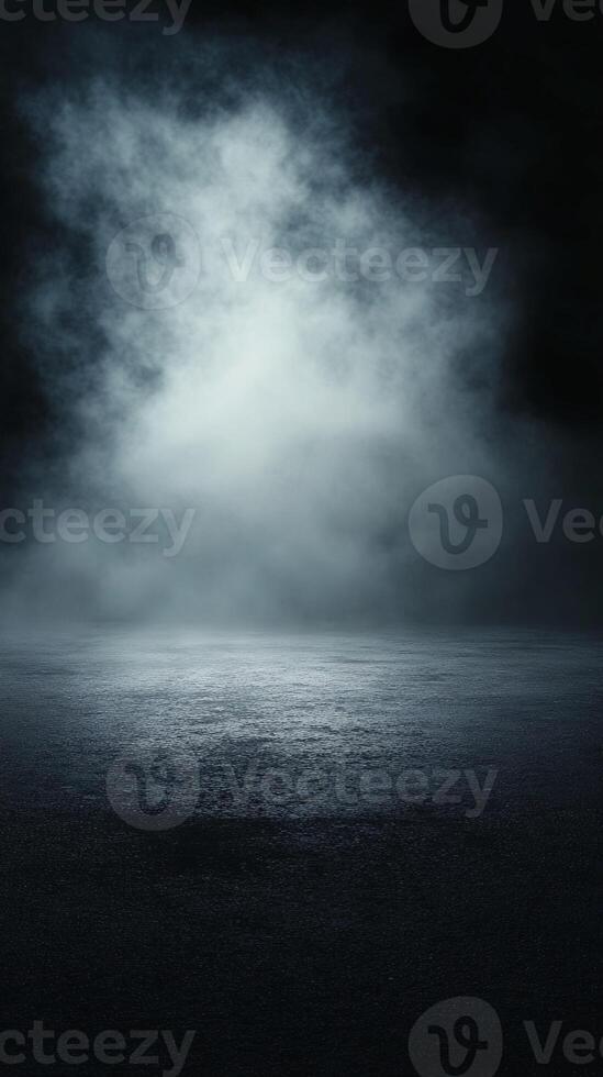 Dark Asphalt Ground with Smoke or Fog Overlay photo