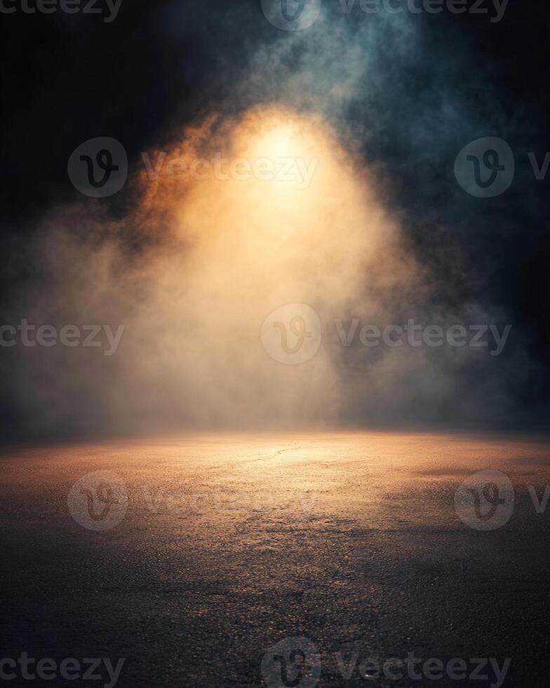Illuminated Textured Ground with Smoke and Light Source photo