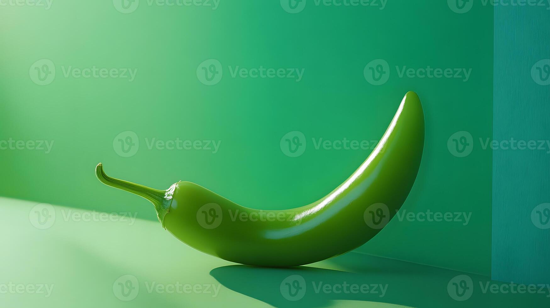 Vibrant Green Chili Pepper on a Minimalist Background photo
