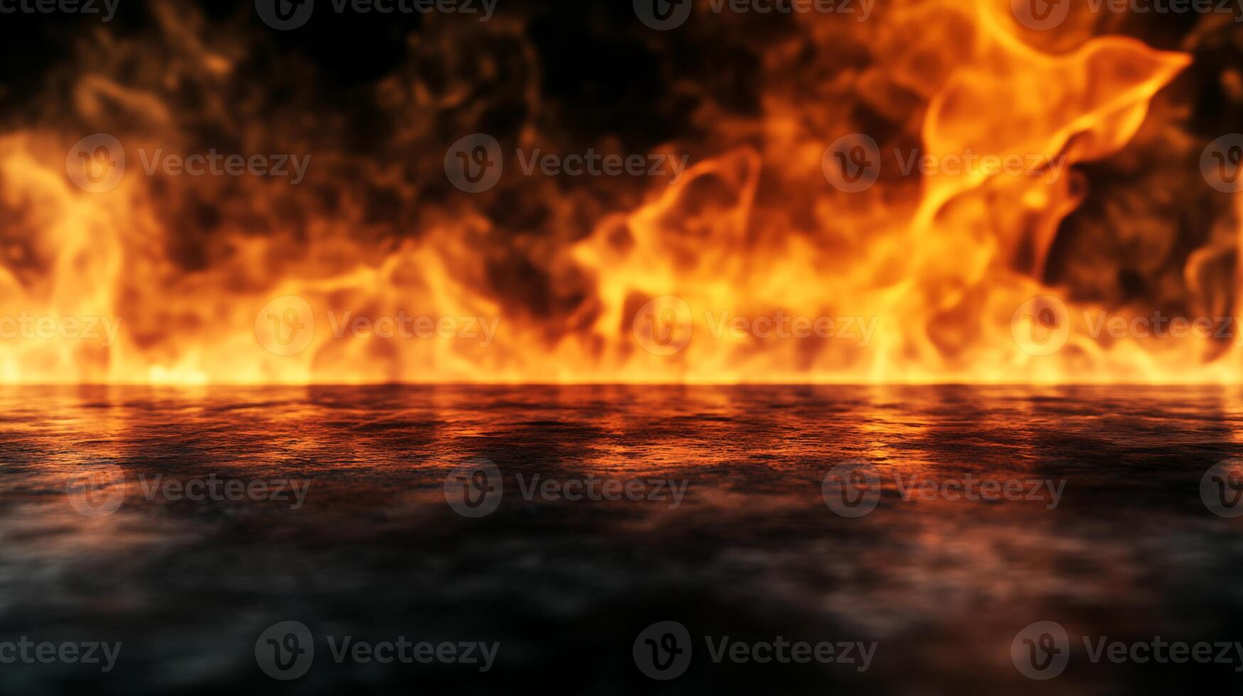Reflective Surface with Wall of Fire photo