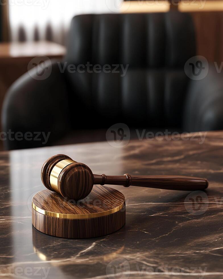 Gavel on Sound Block on Marble Surface photo