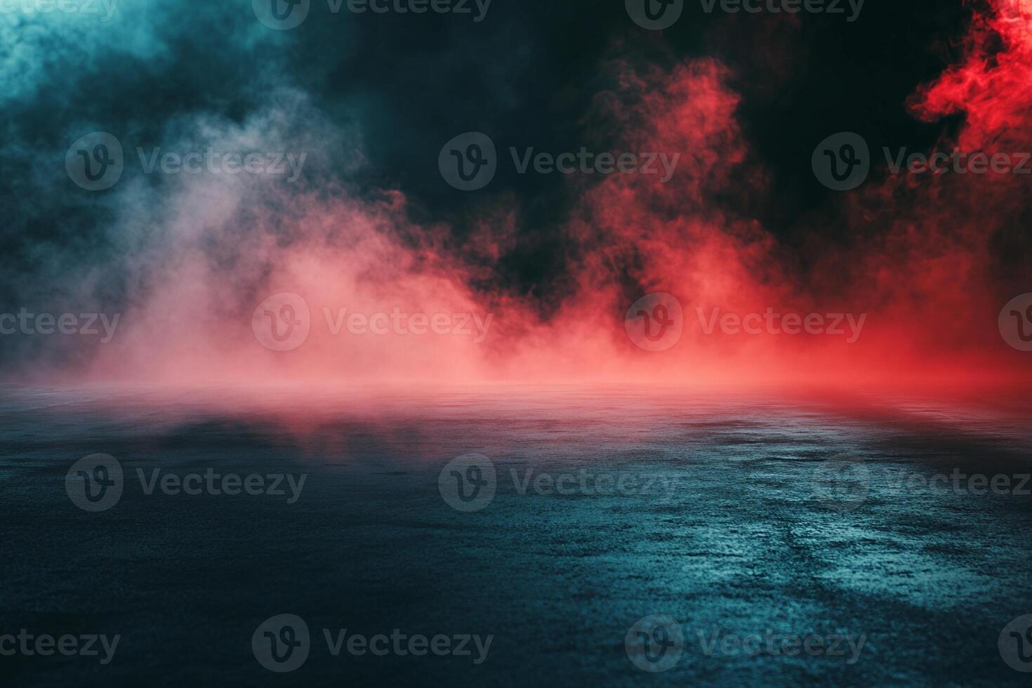 Dark Surface with Red and Teal Smoke photo