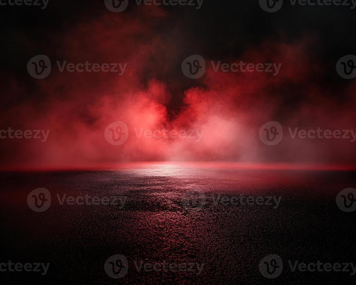 Red Smoke and Dark Reflective Surface photo