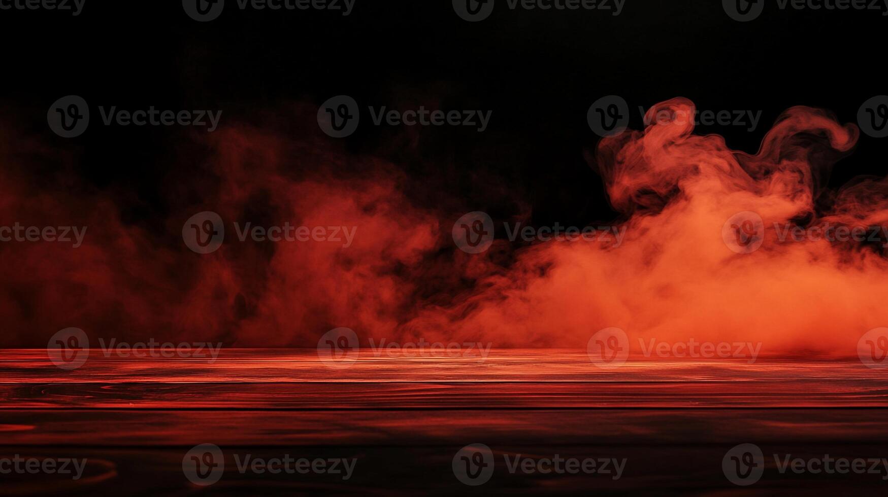 Dark Wood Surface with Red Smoke Background photo