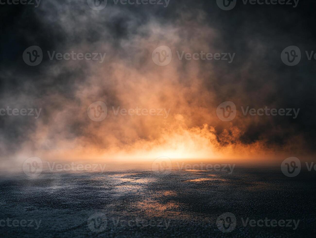 Orange and Grey Smoke Above Dark Asphalt photo