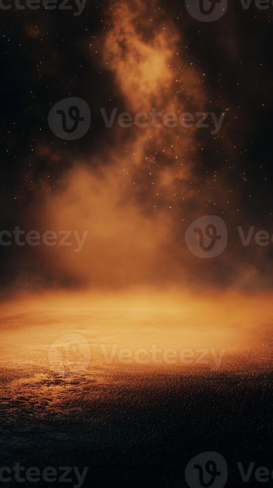 Orange Smoke and Particles Over Dark Surface photo