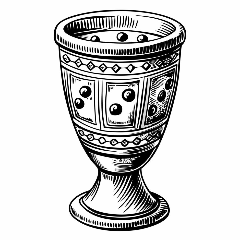 Vintage Ornate Goblet Illustration Intricate Black and White Chalice Art vector