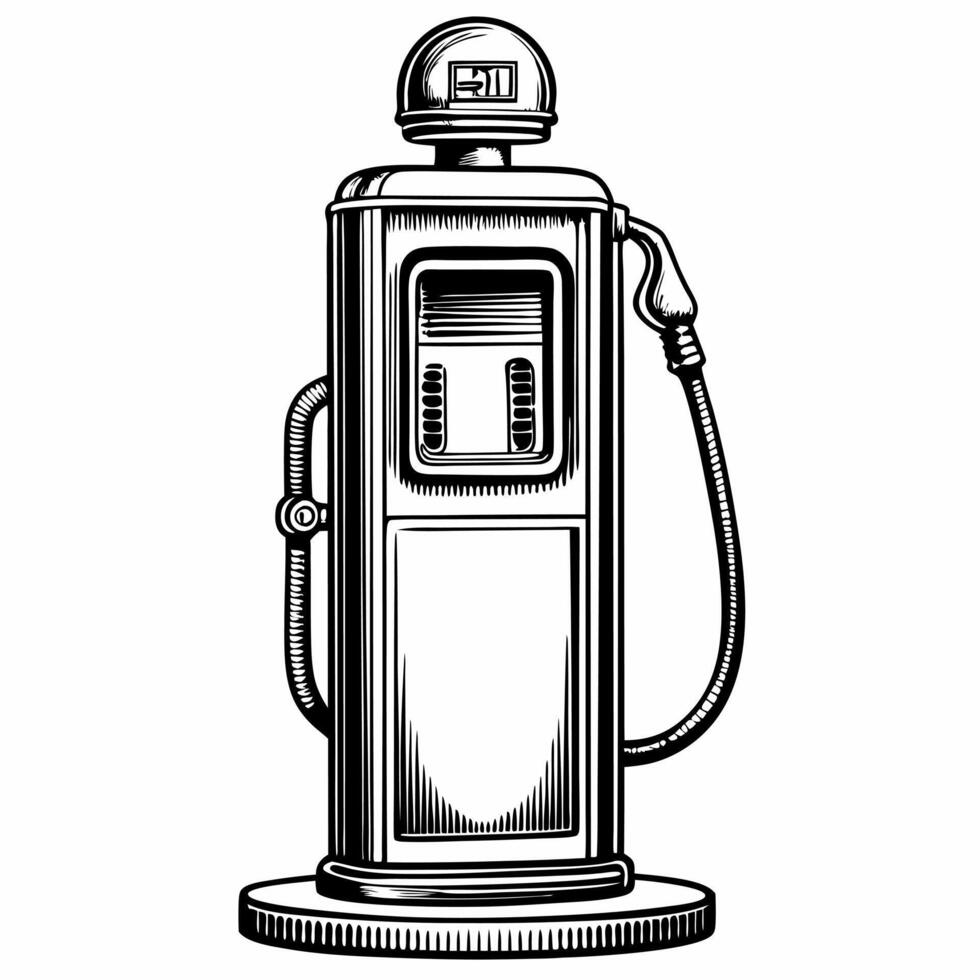 Vintage Gas Pump Illustration with Retro Styled Details vector