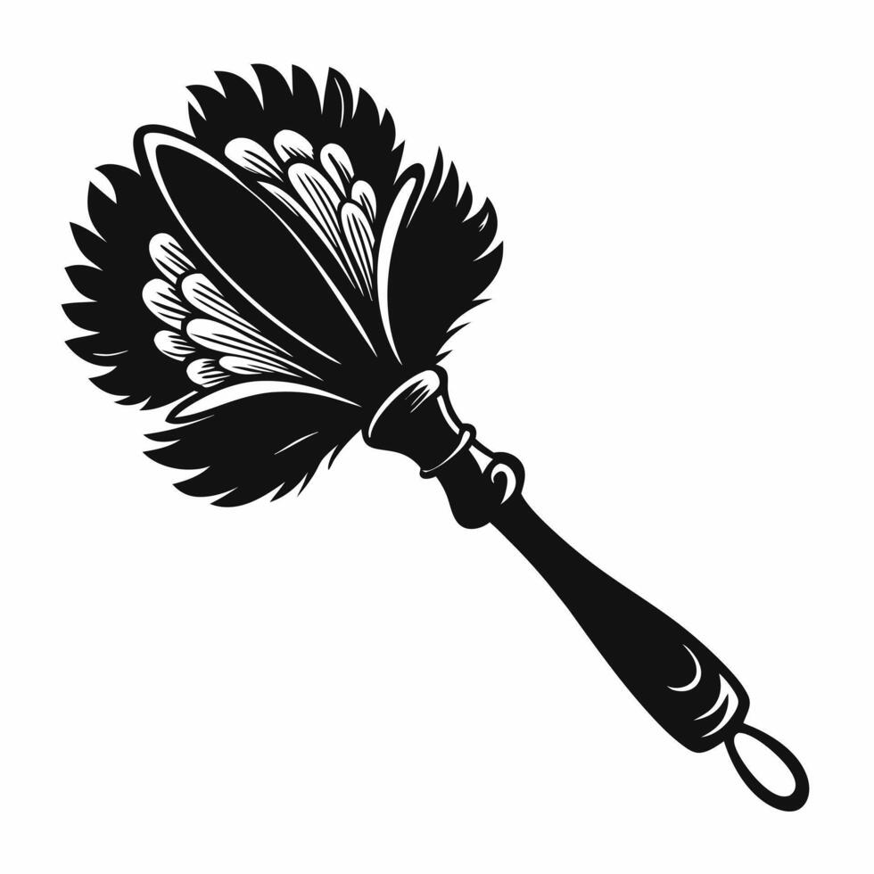Vintage Feather Duster Illustration in Black and White Art vector