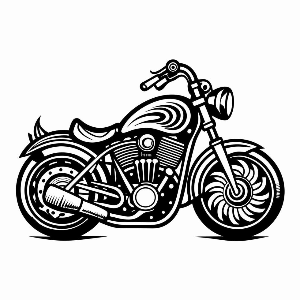 Retro Motorcycle Illustration with Intricate Design Details vector