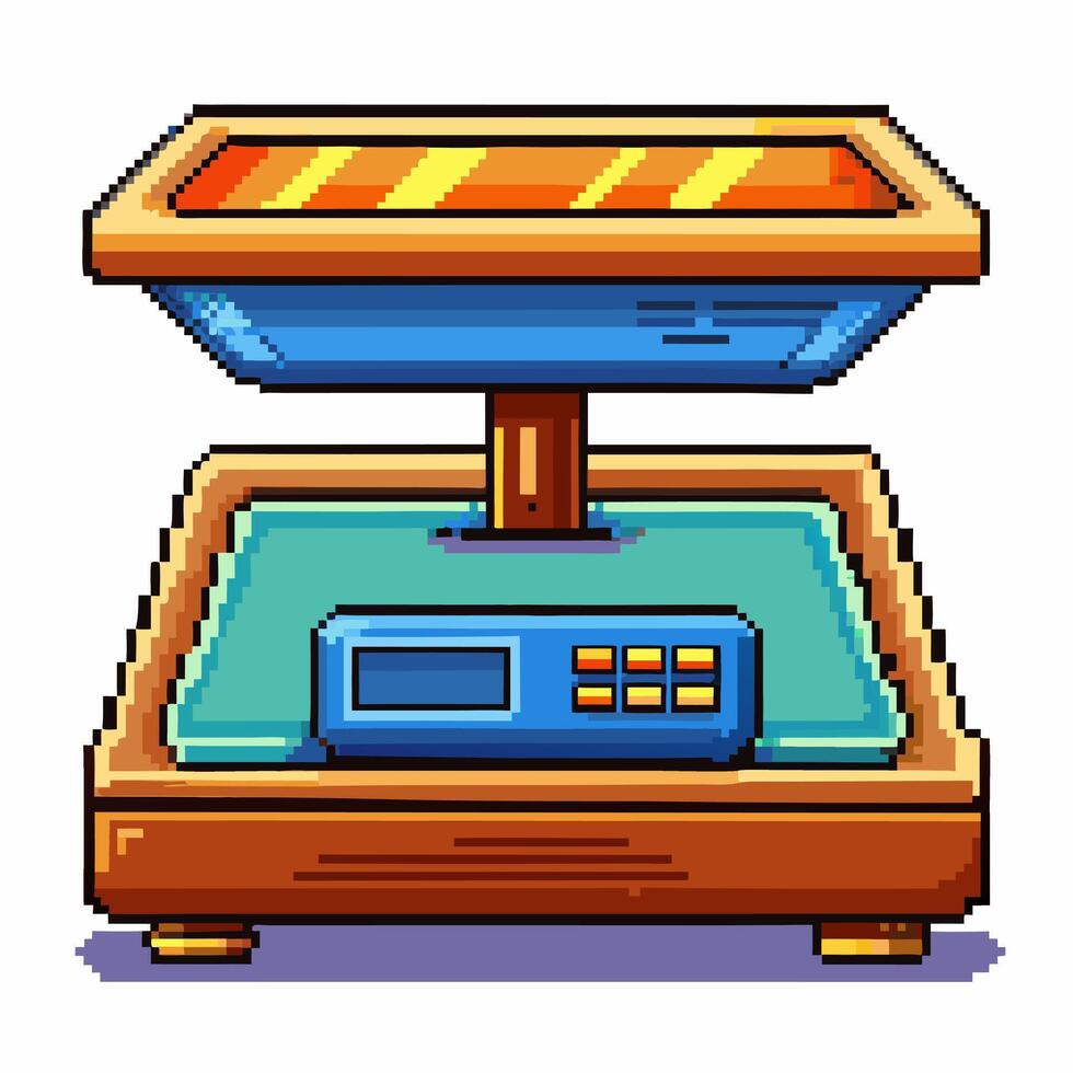 Retro Pixel Art Weighing Scale Illustration for Gaming and Design Projects vector