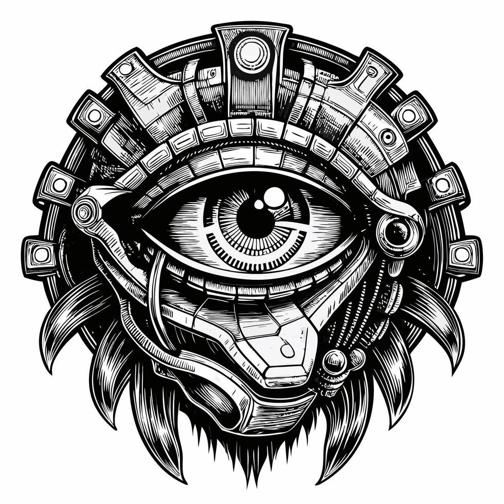 Intricate Cybernetic Eye with Mechanical Details Futuristic Illustration vector