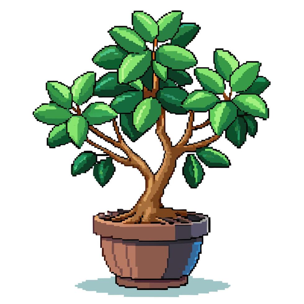 Pixel Art Potted Plant Illustration for Retro Game Design vector