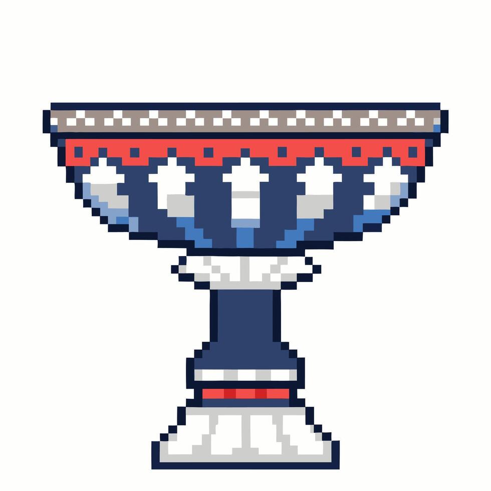 Retro Pixel Art Trophy Design with Vintage Gaming Style Elements vector