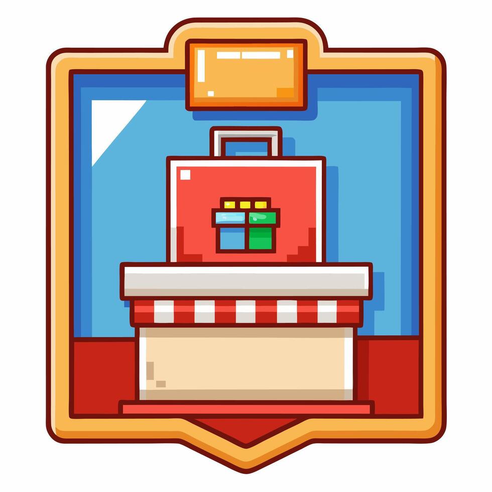 Retro Arcade Game Icon Vintage Pixel Art Style Electronic Entertainment Badge vector
