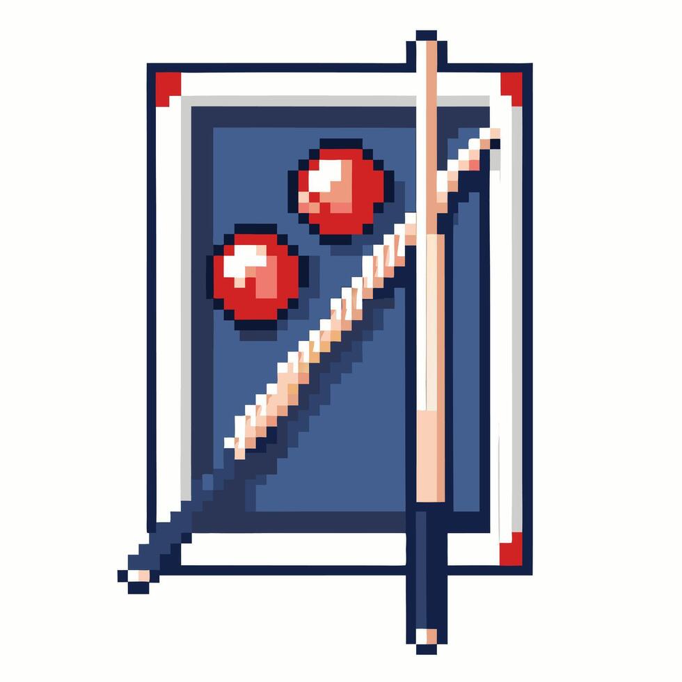 Pixel Art Billiard Table with Cue and Balls Retro Gaming Style Illustration vector