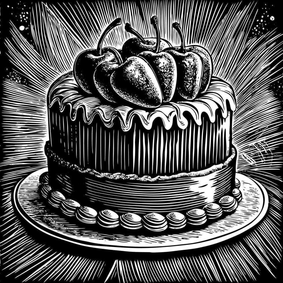 A cake with three cherries on top vector