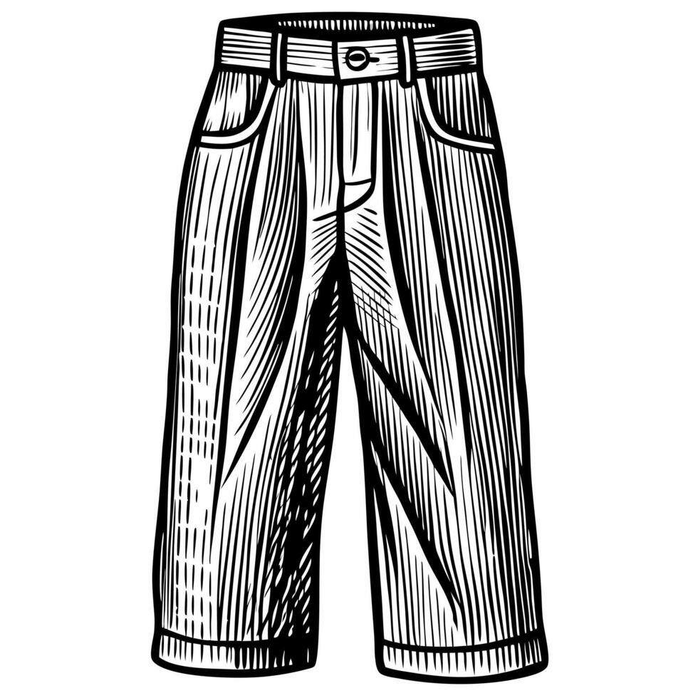 Vintage Hand Drawn Bermudas Illustration Retro Style Shorts Drawing vector