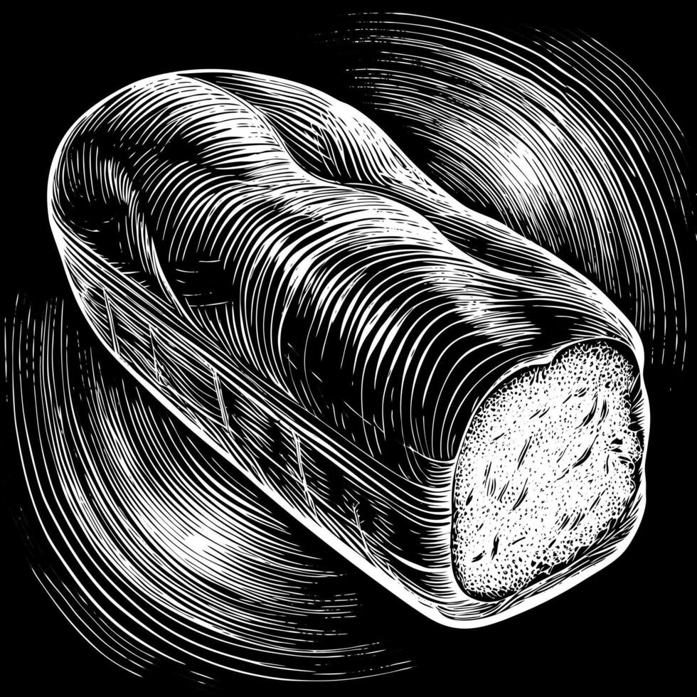A close up of a piece of bread with a slice missing vector