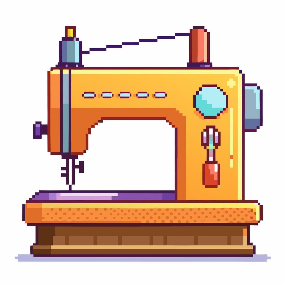 Retro Pixel Art Sewing Machine Illustration for Vintage Craft Enthusiasts vector