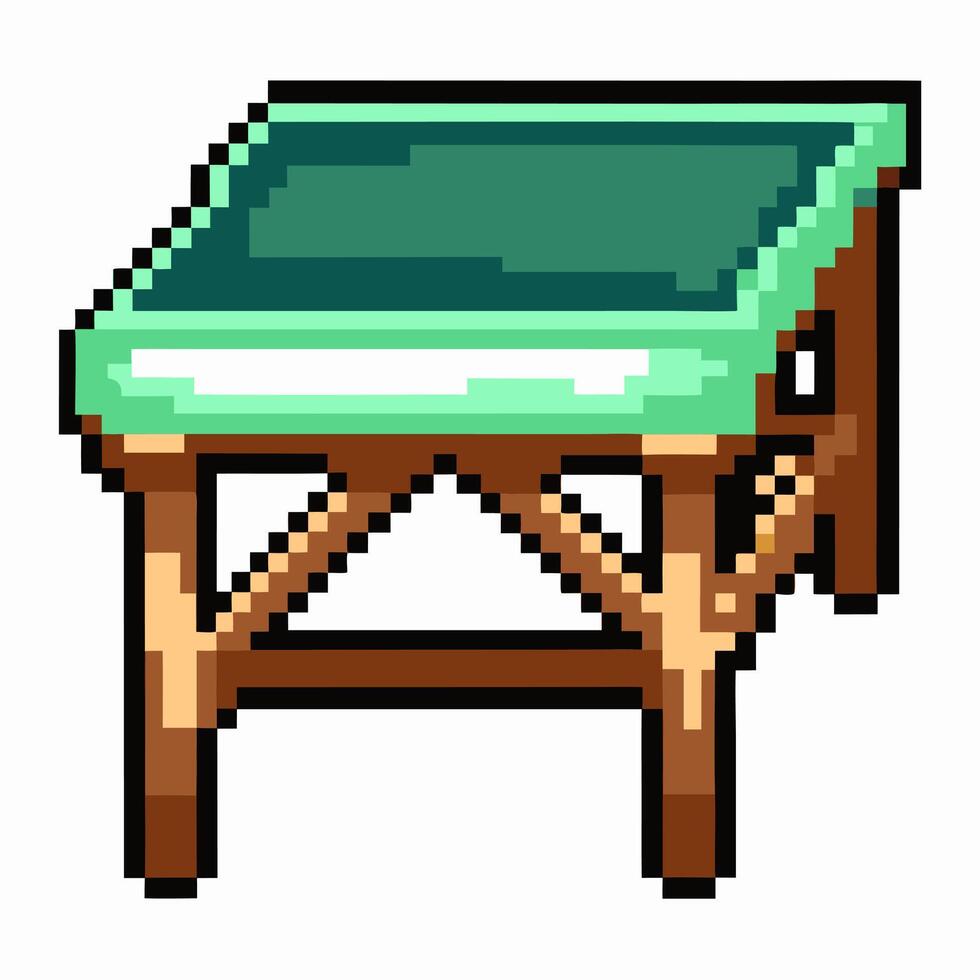 Pixel Art Crafting Table Retro Game Style Wooden Furniture vector