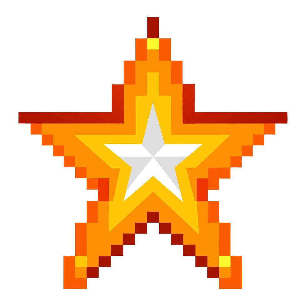 Pixel Art Star with Gradient Colors Retro Gaming Icon and Digital Art vector
