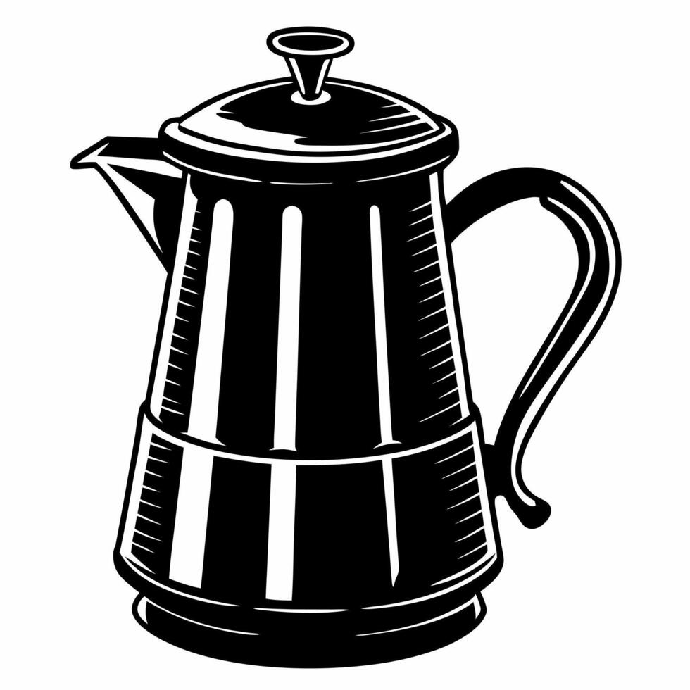 Vintage Coffee Pot Illustration Classic Black and White Retro Teapot Design vector