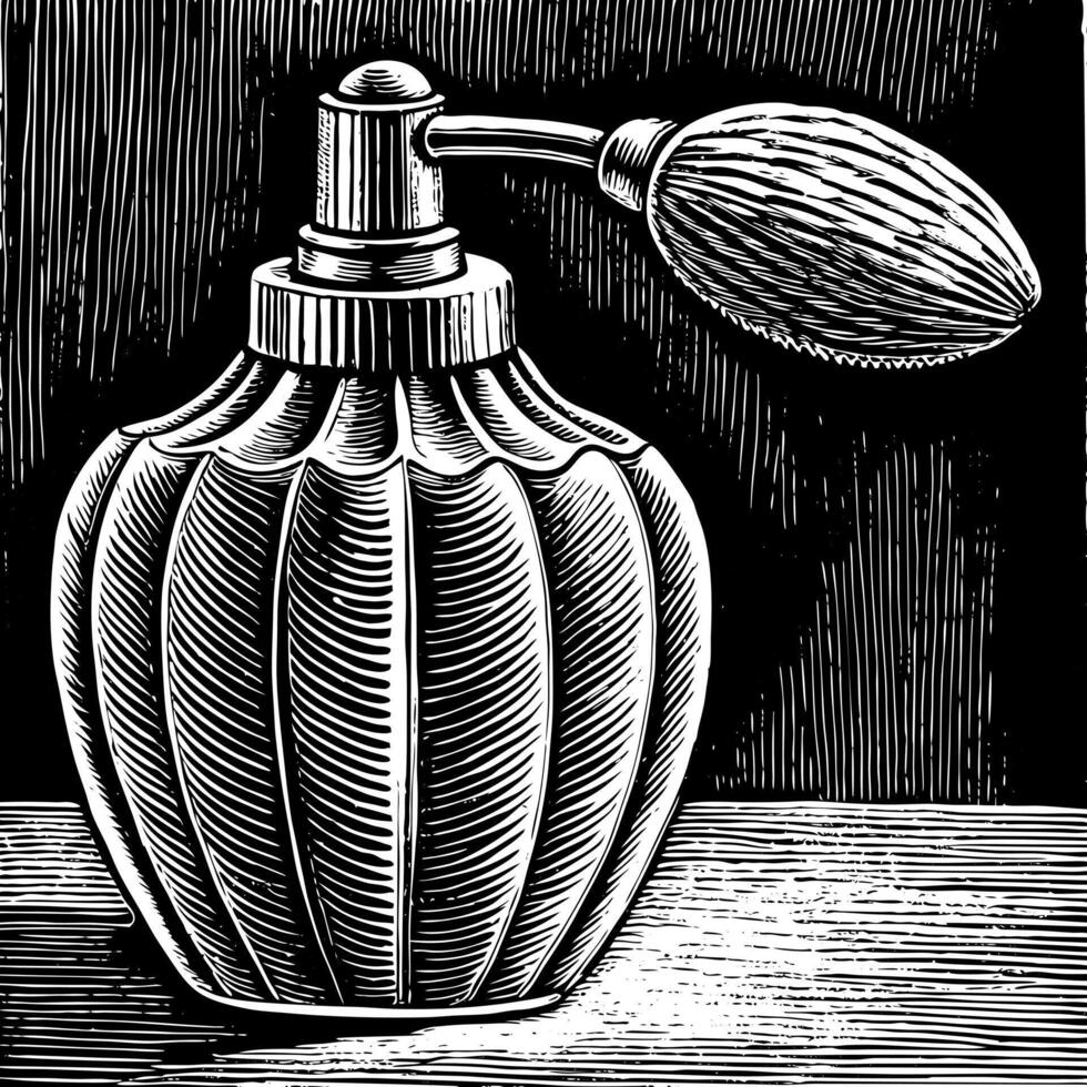 Vintage Perfume Bottle Sketch with Intricate Etching Details vector