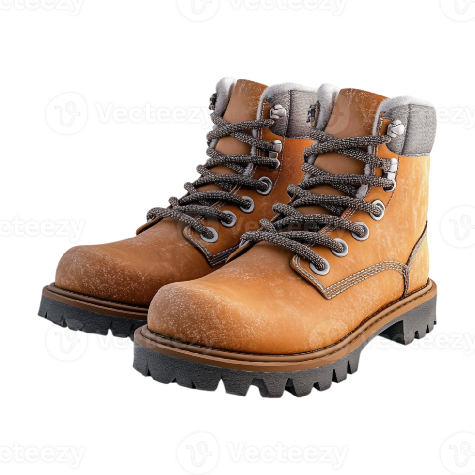 Big brown boots on a transparent background png
