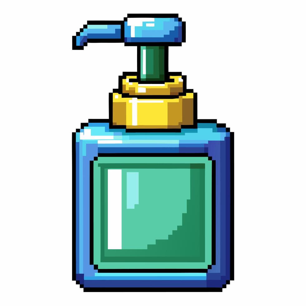 Pixelated Soap Dispenser Illustration Retro Digital Art of Pump Bottle vector